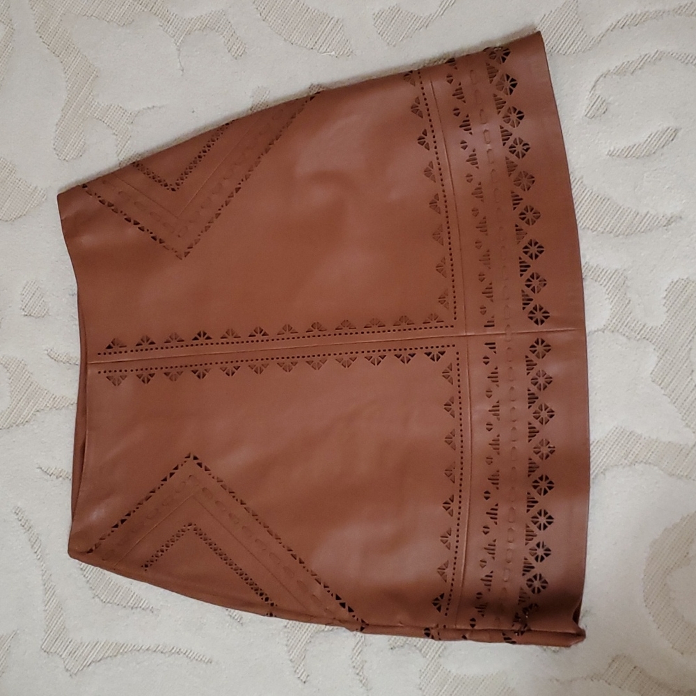 WHBM leather cutout skirt
